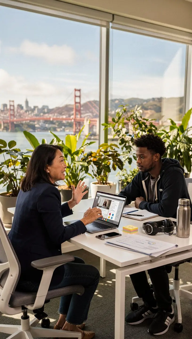 Developer testing voice recognition accessibility tools on a desktop computer in a tech workspace.